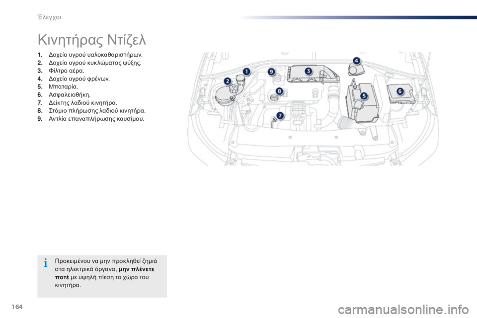 Peugeot 301 2015 Εγχειρίδιο χρήσης (in Greek) 164
301_el_Chap10_verifications_ed01-2014
Προκειμένου να μην προκ ληθεί ζημιά
στα ηλεκτρικά όργανα, μην πλένετε
ποτέ με υψηλή π Peugeot 301 2015 Εγχειρίδιο χρήσης (in Greek) 164
301_el_Chap10_verifications_ed01-2014
Προκειμένου να μην προκ ληθεί ζημιά
στα ηλεκτρικά όργανα, μην πλένετε
ποτέ με υψηλή π
