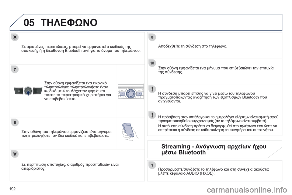 Peugeot 301 2015 Εγχειρίδιο χρήσης (in Greek) 05
192
301_el_Chap12a_RD5(RD45)_ed01-2014
ΤΗΛΕΦώΝΟ
Στην οθόνη εμφανίζεται ένα εικονικό
πληκτρολόγιο: πληκτρολογήστε έναν
κωδ Peugeot 301 2015 Εγχειρίδιο χρήσης (in Greek) 05
192
301_el_Chap12a_RD5(RD45)_ed01-2014
ΤΗΛΕΦώΝΟ
Στην οθόνη εμφανίζεται ένα εικονικό
πληκτρολόγιο: πληκτρολογήστε έναν
κωδ