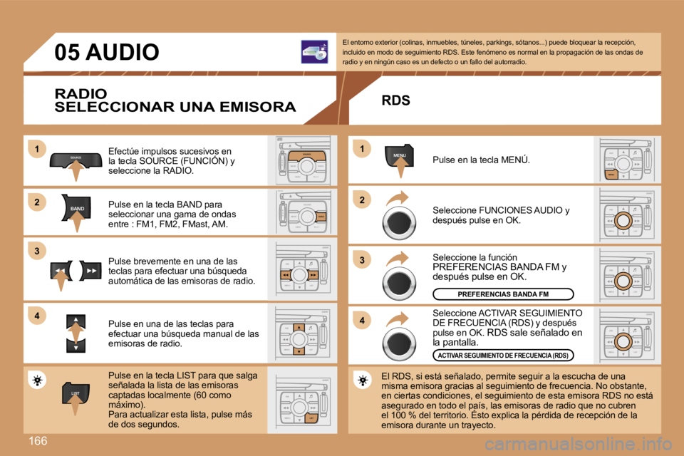 Peugeot 307 2007  Manual del propietario (in Spanish) �1�6�6
�1�1
�2�2
�3�3
�4�4
�S
�O �S �S�O�U�R�C�E
�M�O�D�E �B�A�N�D �T�P�T
�A�  �Y
�D�A�R�K�S�O�U�R�C�E
�S
�O �S �S�O�U�R�C�E
�M�O�D�E �B�A�N�D �T�P�T
�A�  �Y
�D�A�R�K�B�A�N�D
�S�O�U�R�C�E
�B�A�N�D
�E�
