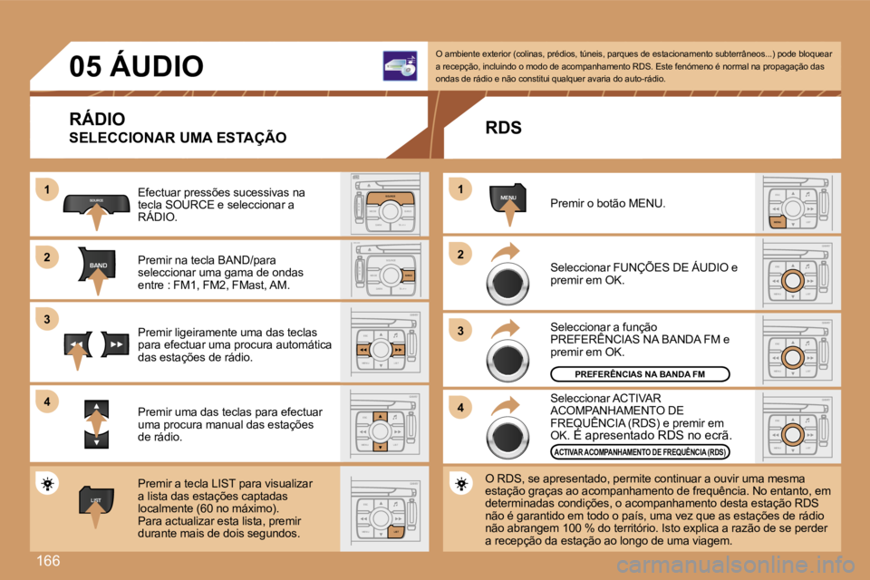 Peugeot 307 2007  Manual do proprietário (in Portuguese) �1�6�6
�1�1
�2�2
�3�3
�4�4
�S
�O �S �S�O�U�R�C�E
�M�O�D�E �B�A�N�D �T�P�T
�A�  �Y
�D�A�R�K�S�O�U�R�C�E
�S
�O �S �S�O�U�R�C�E
�M�O�D�E �B�A�N�D �T�P�T
�A�  �Y
�D�A�R�K�B�A�N�D
�S�O�U�R�C�E
�B�A�N�D
�E�