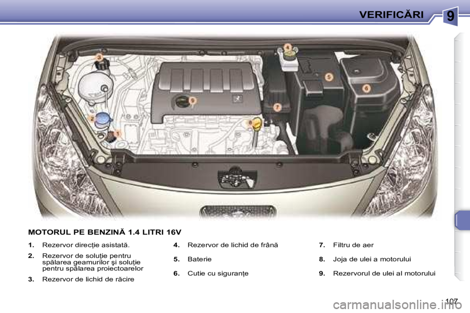 Peugeot 307 2007  Manualul de utilizare (in Romanian) 9�V�E�R�I�F�I�C�R�I
107
�1�.�  �R�e�z�e�r�v�o�r� �d�i�r�e�c=�i�e� �a�s�i�s�t�a�t �.
�2�. �  �R�e�z�e�r�v�o�r� �d�e� �s�o�l�u=�i�e� �p�e�n�t�r�u� 
�s�p �l�a�r�e�a� �g�e�a�m�u�r�i�l�o�r� �ş�i� �s