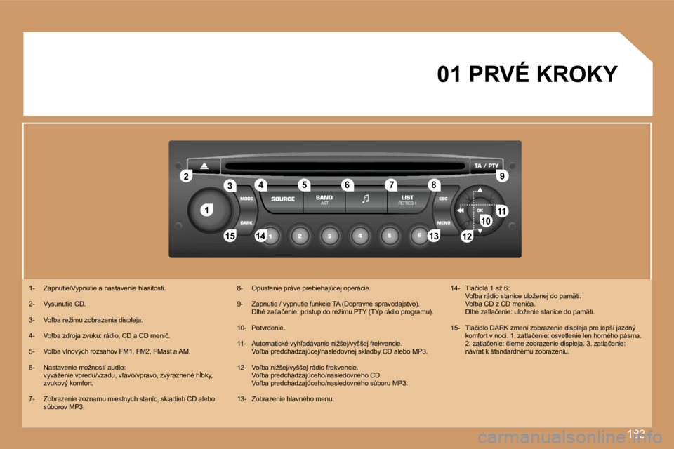 Peugeot 307 2007  Užívateľská príručka (in Slovak) �1�8�3
�1�1
�2�2
�1�0�1�0�1�1�1�1
�1�3�1�3�1�4�1�4�1�5�1�5
�3�3�4�4�5�5�6�6�7�7�8�8�9�9
�1�2�1�2
�0�1� �P�R�V�É� �K�R�O�K�Y
�1�-�  �Z�a�p�n�u�t�i�e�/�V�y�p�n�u�t�i�e� �a� �n�a�s�t�a�v�e�n�i�e� �h�l�a