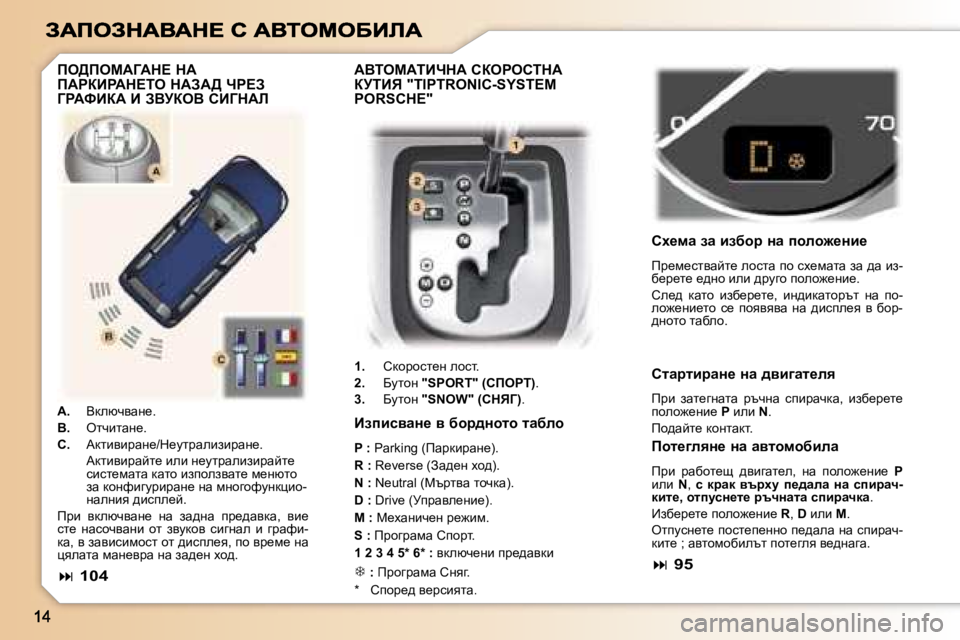 Peugeot 307 2007  Ръководство за експлоатация (in Bulgarian) WYiecWiBndW� haegehidW�  
ajiBv� �"�T�I�P�T�R�O�N�I�C�-�S�Y�S�T�E�M� 
�P�O�R�S�C�H�E�"
�1�.�  hdhjhkl_g� ehkl�.
�2�.�  Xmlhg� �"�S�P�O�R�T�"�
