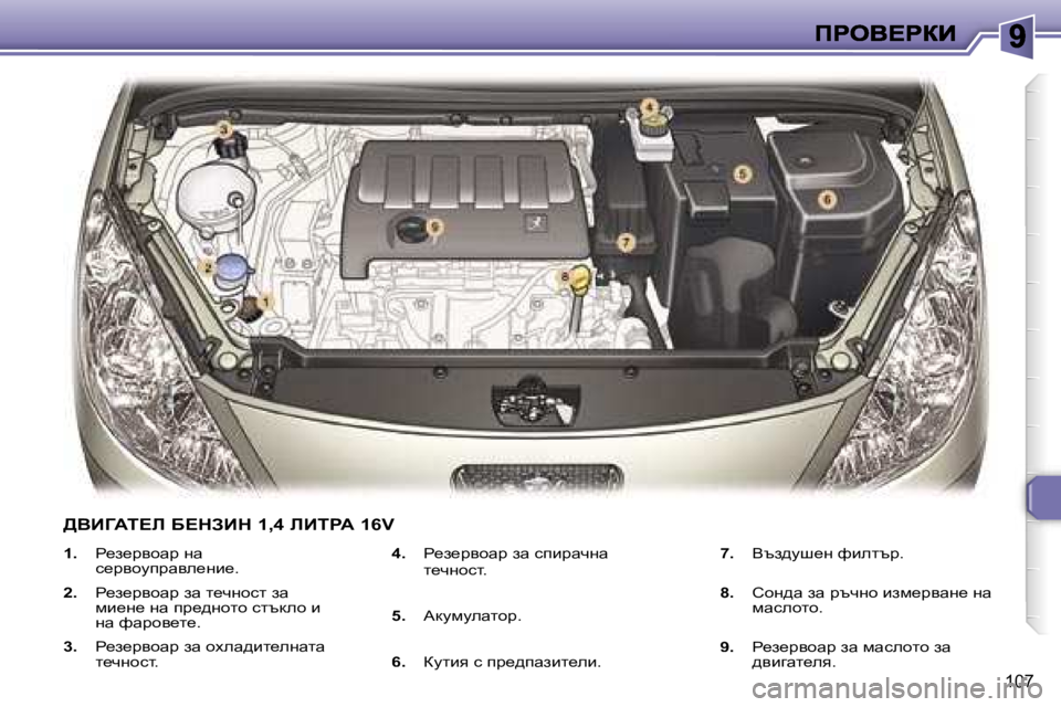 Peugeot 307 2007  Ръководство за експлоатация (in Bulgarian) �1�0�7
�1�.� g_a_jyhwj� gw� k_jyhmijwye_gb_�.
�2�.� g_a_jyhwj� aw� l_qghkl� aw� fb_g_� gw� ij_^ghlh� kltdeh� b� gw� nwjhy_l