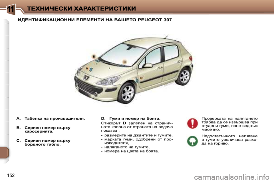 Peugeot 307 2007  Ръководство за експлоатация (in Bulgarian) �1
�1�5�2
� B>?diBkBaWmBeddB� ?b?c?diB� dW� YWo?ie� �P�E�U�G�E�O�T� �3�0�7
�D�.�  Zmfb� b� Öhf_j� Öw� xhylw�.
hlbd_jtl� �D�  awe_i_g� 