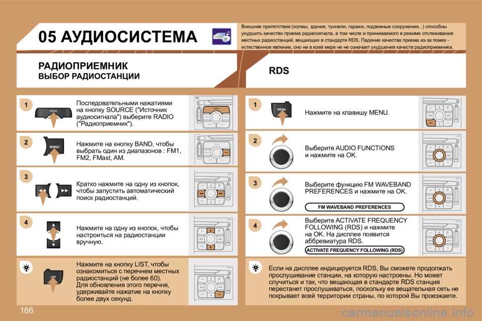 Peugeot 307 2007  Инструкция по эксплуатации (in Russian) �1�6�6
�1�1
�2�2
�3�3
�4�4
�S
�O �S �S�O�U�R�C�E
�M�O�D�E �B�A�N�D �T�P�T
�A�  �Y
�D�A�R�K�S�O�U�R�C�E
�S
�O �S �S�O�U�R�C�E
�M�O�D�E �B�A�N�D �T�P�T
�A�  �Y
�D�A�R�K�B�A�N�D
�S�O�U�R�C�E
�B�A�N�D
�E�