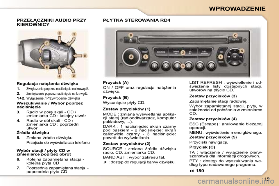 Peugeot 307 2006  Instrukcja Obsługi (in Polish) �1�5
�W�P�R�O�W�A�D�Z�E�N�I�E
�R�e�g�u�l�a�c�j�a� �n�a�t
G�e�n�i�a� �dE�w�i
�k�u 
�1�.
� �Z�w�i
�k�s�z�e�n�i�e� �p�o�p�r�z�e�z� �n�a�c�i;�n�i
�c�i�e� �n�a� �k�r�a�w
�dE�.
�2�.� �Z�m�n�i�e�j�s