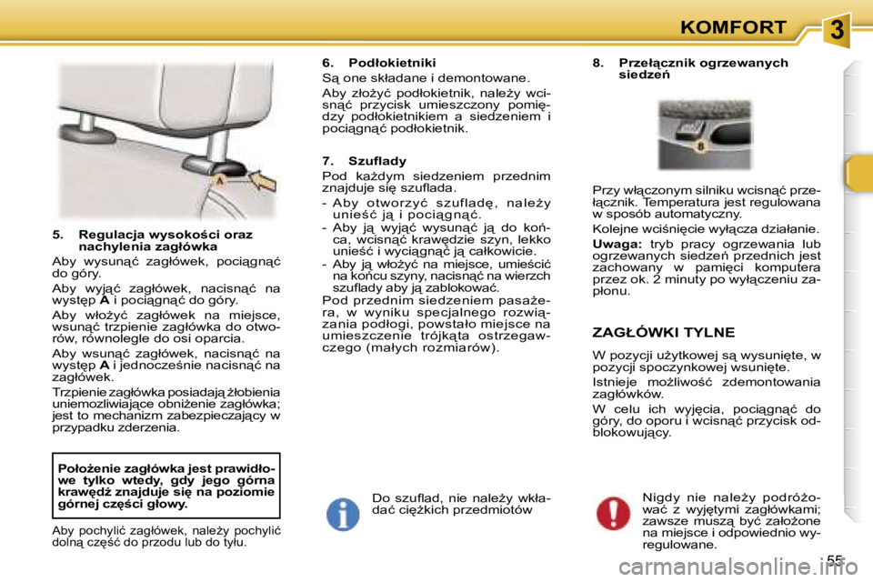 Peugeot 307 2006  Instrukcja Obsługi (in Polish) � � � � � � � � � � � � � � � � � � � � � � � � � � � � � � � � � � � � � � � � � � � � � � � � � � � � � � � � � � � � � � � � � � � � � � �3�K�O�M�F�O�R�T
�5�5
�5�.�  �R�e�g�u�l�a�c�j�a� �w�y�s�o�k�