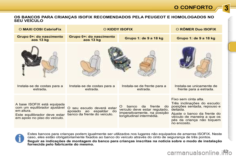 Peugeot 307 2006  Manual do proprietário (in Portuguese) � � � � � � � � � � � � � � � � � � � � � � � � � � � � � � � � � � � � � � � � � � � � � � � � � � � � � � � � � � � � � � � � � � � � � � �3�O� �C�O�N�F�O�R�T�O
�6�3
�E�s�t�e�s� �b�a�n�c�o�s� �p�a�r