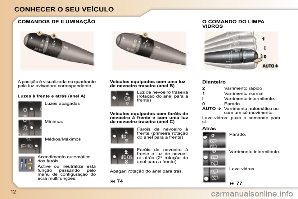 Peugeot 307 2006  Manual do proprietário (in Portuguese) �1�2
�C�O�N�H�E�C�E�R� �O� �S�E�U� �V�E�Í�C�U�L�O
�D�i�a�n�t�e�i�r�o
�2� �V�a�r�r�i�m�e�n�t�o� �r�á�p�i�d�o� 
�1 �  �V�a�r�r�i�m�e�n�t�o� �n�o�r�m�a�l� 
�I�  �V�a�r�r�i�m�e�n�t�o� �i�n�t�e�r�m�i�t�e