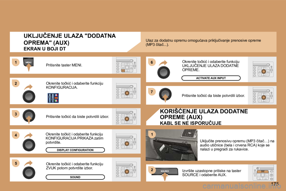 Peugeot 307 2006  Упутство за употребу (in Serbian) �2 
�3 
�4�5 �6 
�7
�1
�1
�2
�1�7�5
�U�K�L�J�U�Č�E�N�J�E� �U�L�A�Z�A� �"�D�O�D�A�T�N�A�  
�O�P�R�E�M�A�"� �(�A�U�X�)
�E�K�R�A�N� �U� �B�O�J�I� �D�T
�P�r�i�t�i�s�n�i�t�e� �t�a�s�t�e�r� �M�E�N�
