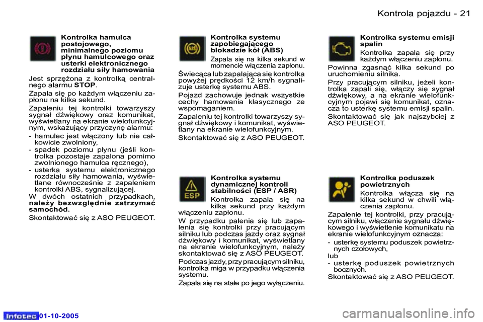 Peugeot 307 2005.5  Instrukcja Obsługi (in Polish) �K�o�n�t�r�o�l�a� �p�o�j�a�z�d�u�2�0 �-
�0�1�-�1�0�-�2�0�0�5
�2�1�K�o�n�t�r�o�l�a� �p�o�j�a�z�d�u�-
�0�1�-�1�0�-�2�0�0�5
�K�o�n�t�r�o�l�k�a� �s�y�s�t�e�m�u�  
�d�y�n�a�m�i�c�z�n�e�j� �k�o�n�t�r�o�l�i�