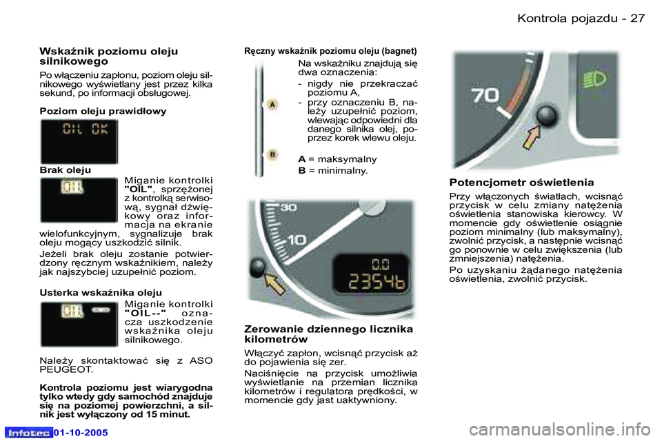 Peugeot 307 2005.5  Instrukcja Obsługi (in Polish) �K�o�n�t�r�o�l�a� �p�o�j�a�z�d�u�2�6 �-
�0�1�-�1�0�-�2�0�0�5
�2�7�K�o�n�t�r�o�l�a� �p�o�j�a�z�d�u�-
�0�1�-�1�0�-�2�0�0�5
�P�o�t�e�n�c�j�o�m�e�t�r� �o�w�i�e�t�l�e�n�i�a 
�P�r�z�y�  �w�ł"�c�z�o�