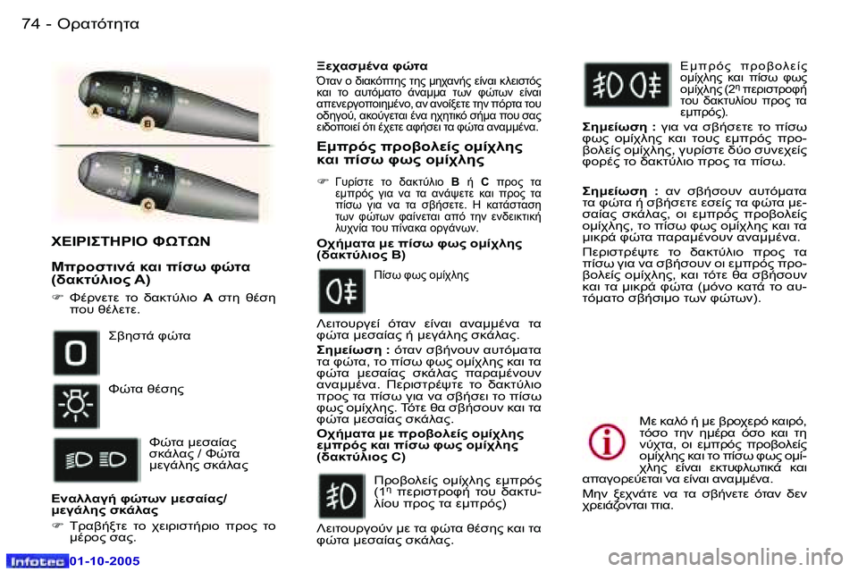Peugeot 307 2005.5  Εγχειρίδιο χρήσης (in Greek) �7�4 �-
�0�1�-�1�0�-�2�0�0�5
�7�5"!KO)O5OK�-
�0�1�-�1�0�-�2�0�0�5
�X