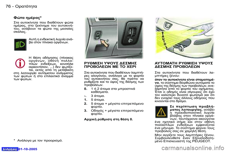 Peugeot 307 2005.5  Εγχειρίδιο χρήσης (in Greek) "!KO)O5OK� �7�6 �-
�0�1�-�1�0�-�2�0�0�5
�7�7"!KO)O5OK�-
�0�1�-�1�0�-�2�0�0�5

I