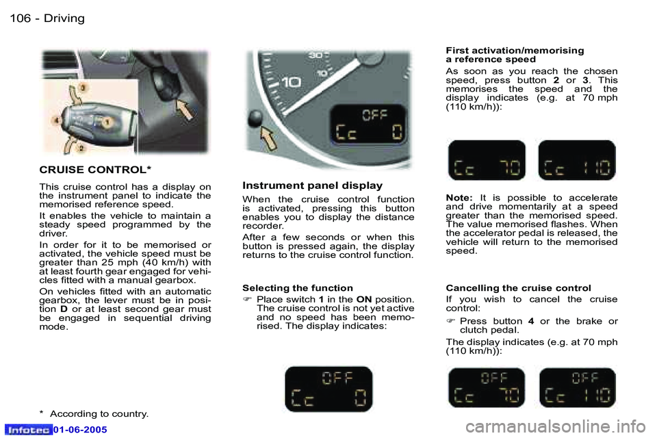 Peugeot 307 2005  Owners Manual �D�r�i�v�i�n�g�1�0�6 �-
�0�1�-�0�6�-�2�0�0�5
�1�0�7�D�r�i�v�i�n�g�-
�0�1�-�0�6�-�2�0�0�5
�C�R�U�I�S�E� �C�O�N�T�R�O�L�*
�T�h�i�s�  �c�r�u�i�s�e�  �c�o�n�t�r�o�l�  �h�a�s�  �a�  �d�i�s�p�l�a�y�  �o�n� 
