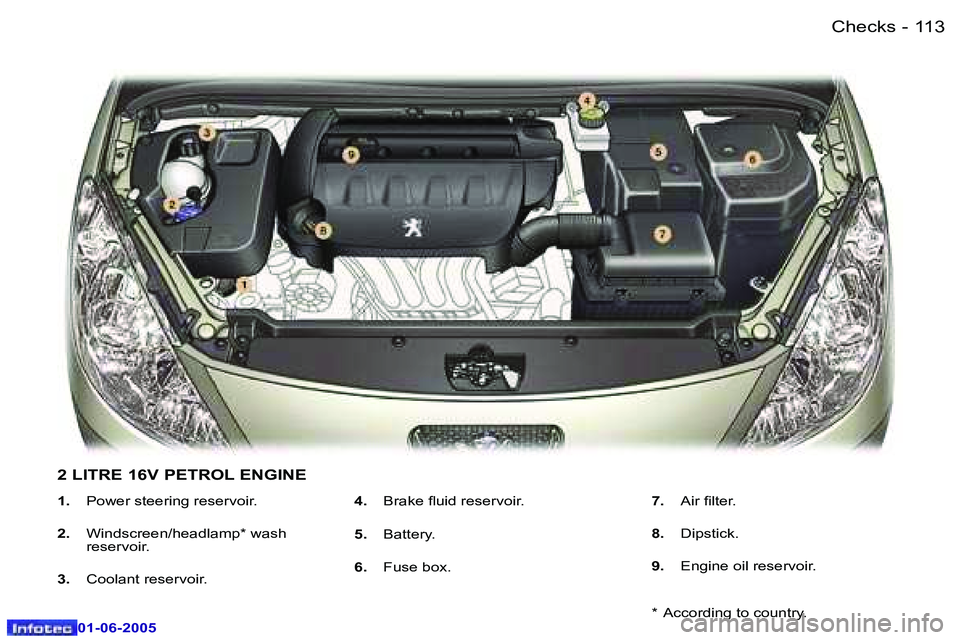 Peugeot 307 2005  Owners Manual �C�h�e�c�k�s�1�1�2 �-
�0�1�-�0�6�-�2�0�0�5
�1�1�3�C�h�e�c�k�s�-
�0�1�-�0�6�-�2�0�0�5
�1�.�  �P�o�w�e�r� �s�t�e�e�r�i�n�g� �r�e�s�e�r�v�o�i�r�.
�2�. �  �W�i�n�d�s�c�r�e�e�n�/�h�e�a�d�l�a�m�p�*� �w�a�s�