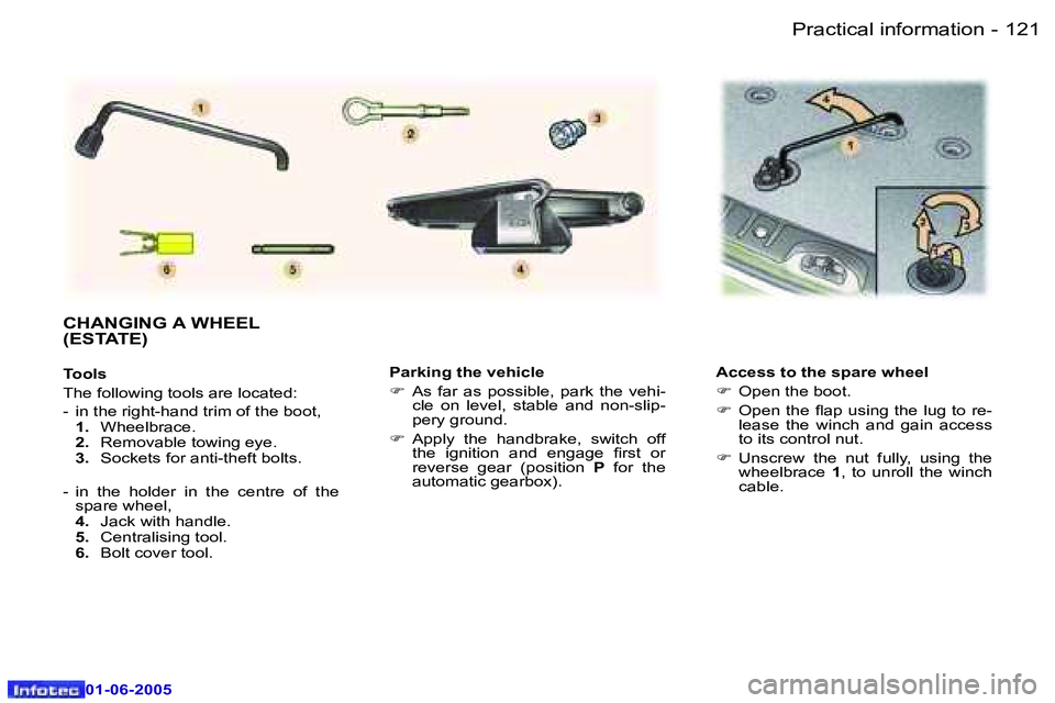 Peugeot 307 2005  Owners Manual �P�r�a�c�t�i�c�a�l� �i�n�f�o�r�m�a�t�i�o�n�1�2�0 �-
�0�1�-�0�6�-�2�0�0�5
�1�2�1�P�r�a�c�t�i�c�a�l� �i�n�f�o�r�m�a�t�i�o�n�-
�0�1�-�0�6�-�2�0�0�5
�P�a�r�k�i�n�g� �t�h�e� �v�e�h�i�c�l�e 
�F�  �A�s�  �f�