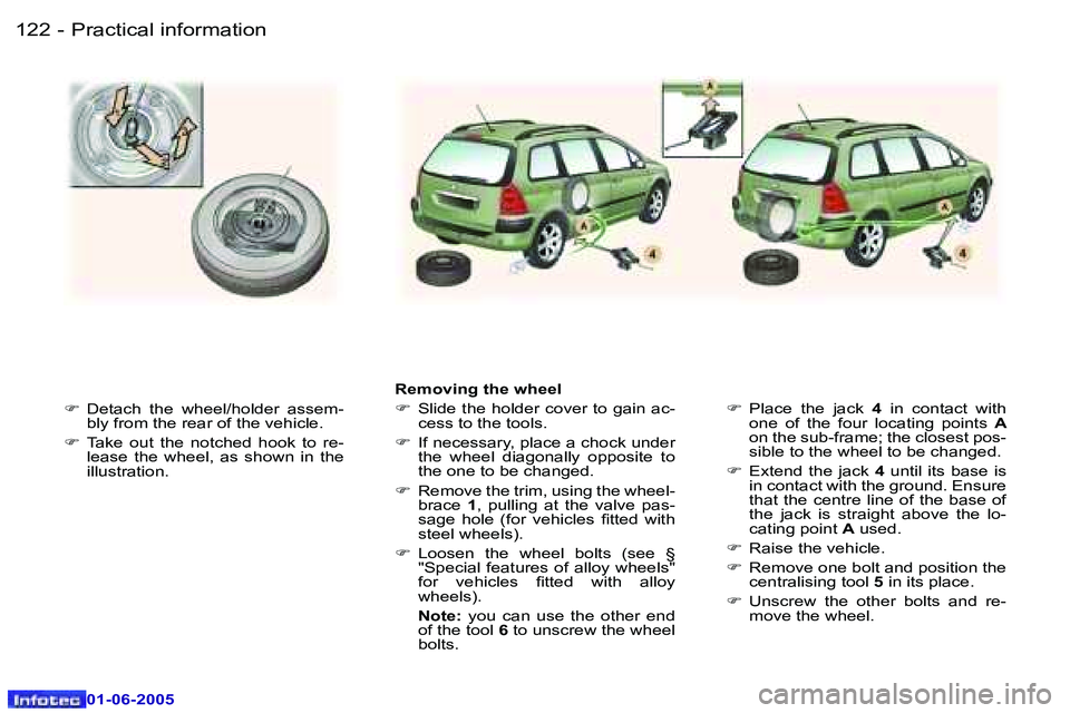 Peugeot 307 2005  Owners Manual �P�r�a�c�t�i�c�a�l� �i�n�f�o�r�m�a�t�i�o�n�1�2�2 �-
�0�1�-�0�6�-�2�0�0�5
�1�2�3�P�r�a�c�t�i�c�a�l� �i�n�f�o�r�m�a�t�i�o�n�-
�0�1�-�0�6�-�2�0�0�5
�F�  �D�e�t�a�c�h�  �t�h�e�  �w�h�e�e�l�/�h�o�l�d�e�r� 
