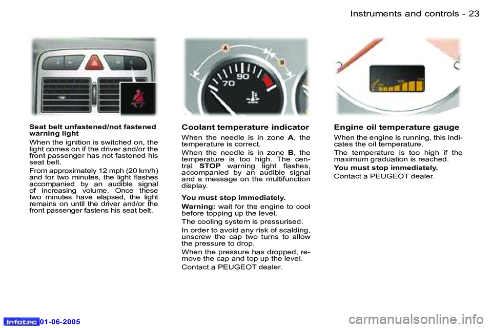 Peugeot 307 2005 User Guide �I�n�s�t�r�u�m�e�n�t�s� �a�n�d� �c�o�n�t�r�o�l�s�2�2 �-
�0�1�-�0�6�-�2�0�0�5
�2�3�I�n�s�t�r�u�m�e�n�t�s� �a�n�d� �c�o�n�t�r�o�l�s�-
�0�1�-�0�6�-�2�0�0�5
�S�e�a�t� �b�e�l�t� �u�n�f�a�s�t�e�n�e�d�/�n�o�