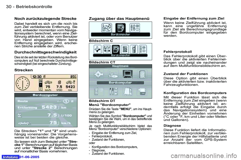 Peugeot 307 2005  Betriebsanleitung (in German) �B�e�t�r�i�e�b�s�k�o�n�t�r�o�l�l�e�3�0 �-
�0�1�-�0�6�-�2�0�0�5
�D�i�e� �S�t�r�e�c�k�e�n� �"�1�"� �u�n�d�  �"�2�"� �s�i�n�d� �u�n�a�b�-
�h�ä�n�g�i�g� �v�o�n�e�i�n�a�n�d�e�r�.� �D�i�e� 