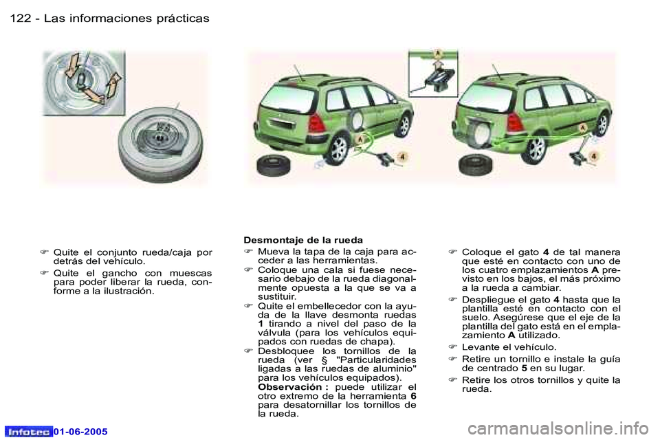 Peugeot 307 2005  Manual del propietario (in Spanish) �L�a�s� �i�n�f�o�r�m�a�c�i�o�n�e�s� �p�r�á�c�t�i�c�a�s�1�2�2 �-
�0�1�-�0�6�-�2�0�0�5
�1�2�3�L�a�s� �i�n�f�o�r�m�a�c�i�o�n�e�s� �p�r�á�c�t�i�c�a�s�-
�0�1�-�0�6�-�2�0�0�5
�F�  �Q�u�i�t�e�  �e�l�  �c�o