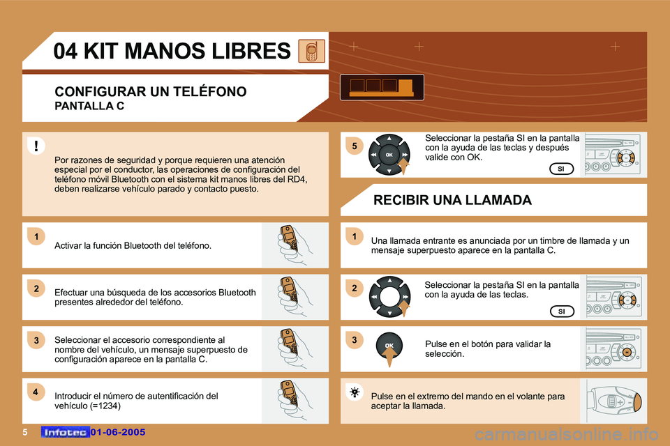 Peugeot 307 2005  Manual del propietario (in Spanish) �5�0�1�-�0�6�-�2�0�0�5�0�1�-�0�6�-�2�0�0�5
�0�4� �K�I�T� �M�A�N�O�S� �L�I�B�R�E�S�C�O�N�F�I�G�U�R�A�R� �U�N� �T�E�L�É�F�O�N�O 
�P�A�N�T�A�L�L�A� �C
�P�o�r� �r�a�z�o�n�e�s� �d�e� �s�e�g�u�r�i�d�a�d� �