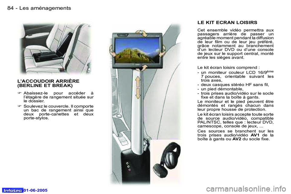 Peugeot 307 2005  Manuel du propriétaire (in French) �L�e�s� �a�m�é�n�a�g�e�m�e�n�t�s�8�4 �-
�0�1�-�0�6�-�2�0�0�5
�8�5�L�e�s� �a�m�é�n�a�g�e�m�e�n�t�s�-
�0�1�-�0�6�-�2�0�0�5
�L�E� �K�I�T� �E�C�R�A�N� �L�O�I�S�I�R�S
�C�e�t�  �e�n�s�e�m�b�l�e�  �v�i�d�