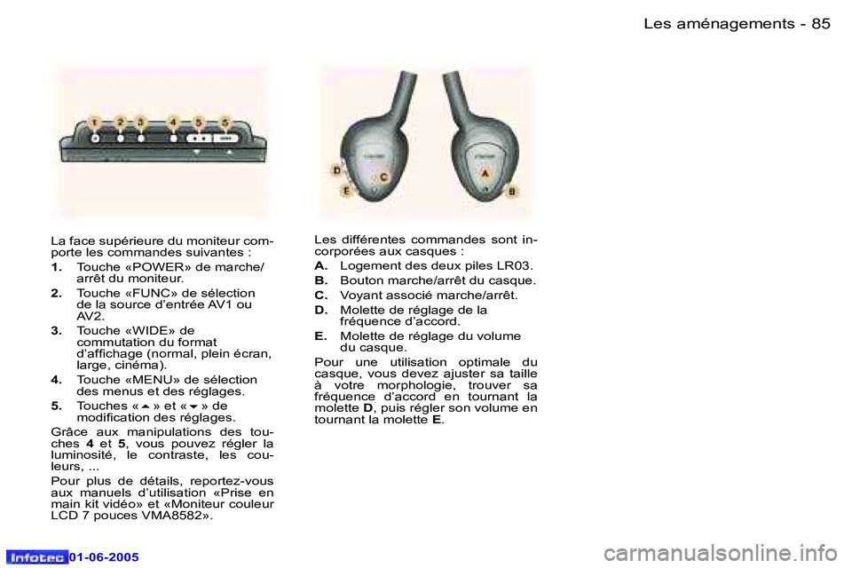 Peugeot 307 2005  Manuel du propriétaire (in French) �L�e�s� �a�m�é�n�a�g�e�m�e�n�t�s�8�4 �-
�0�1�-�0�6�-�2�0�0�5
�8�5�L�e�s� �a�m�é�n�a�g�e�m�e�n�t�s�-
�0�1�-�0�6�-�2�0�0�5
�L�a� �f�a�c�e� �s�u�p�é�r�i�e�u�r�e� �d�u� �m�o�n�i�t�e�u�r� �c�o�m�- 
�p�o