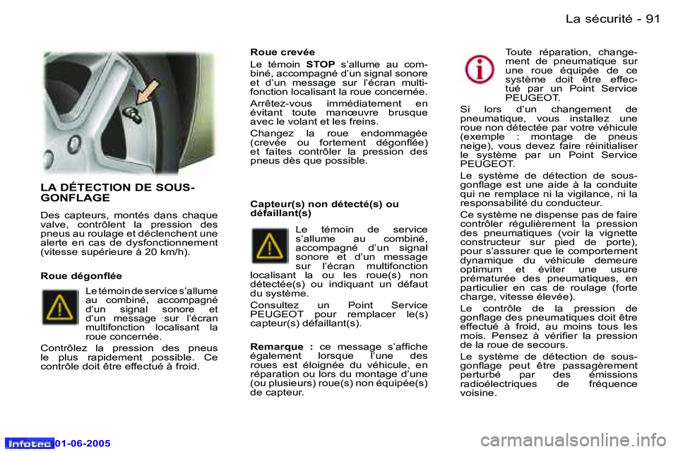 Peugeot 307 2005  Manuel du propriétaire (in French) �L�a� �s�é�c�u�r�i�t�é�9�0 �-
�0�1�-�0�6�-�2�0�0�5
�9�1�L�a� �s�é�c�u�r�i�t�é�-
�0�1�-�0�6�-�2�0�0�5
�L�A� �D�É�T�E�C�T�I�O�N� �D�E� �S�O�U�S�- 
�G�O�N�F�L�A�G�E
�D�e�s�  �c�a�p�t�e�u�r�s�,�  �m�
