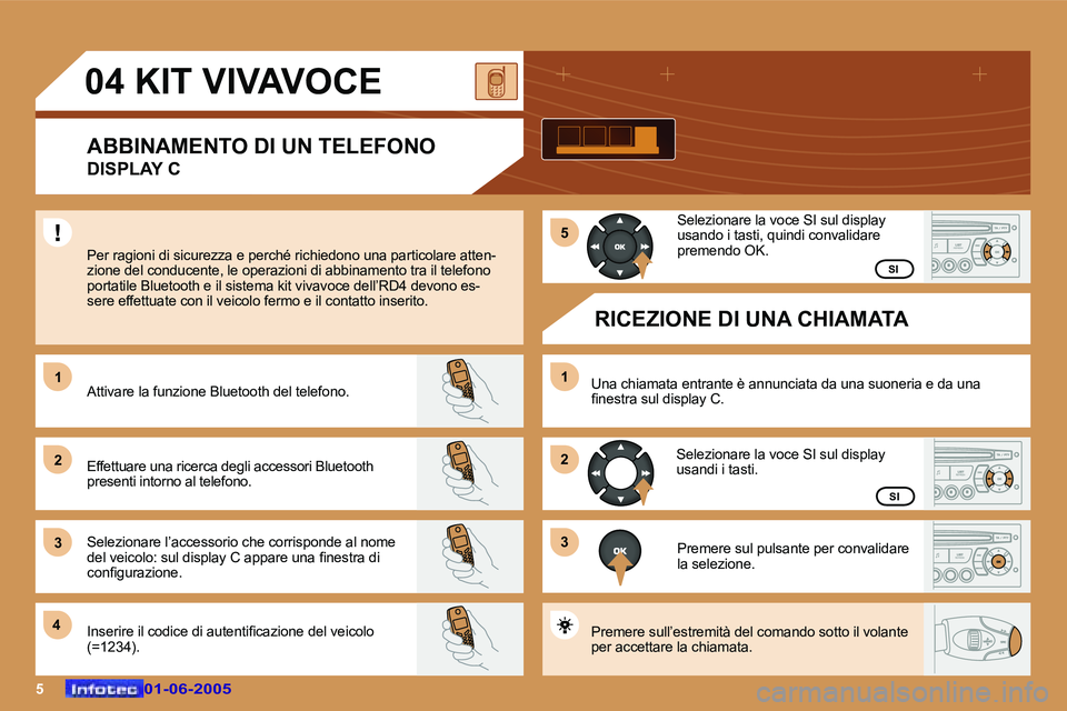 Peugeot 307 2005  Manuale del proprietario (in Italian) �5�0�1�-�0�6�-�2�0�0�5�0�1�-�0�6�-�2�0�0�5
�0�4� �K�I�T� �V�I�V�A�V�O�C�E�A�B�B�I�N�A�M�E�N�T�O� �D�I� �U�N� �T�E�L�E�F�O�N�O � 
�D�I�S�P�L�A�Y� �C
�P�e�r� �r�a�g�i�o�n�i� �d�i� �s�i�c�u�r�e�z�z�a� �e