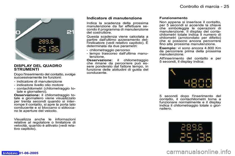 Peugeot 307 2005  Manuale del proprietario (in Italian) �2�4 �-
�0�1�-�0�6�-�2�0�0�5
�2�5
�-
�0�1�-�0�6�-�2�0�0�5
�D�I�S�P�L�A�Y� �D�E�L� �Q�U�A�D�R�O�  
�S�T�R�U�M�E�N�T�I� 
�D�o�p�o� �l�'�i�n�s�e�r�i�m�e�n�t�o� �d�e�l� �c�o�n�t�a�t�t�o�,� �s�v�o�l�g�