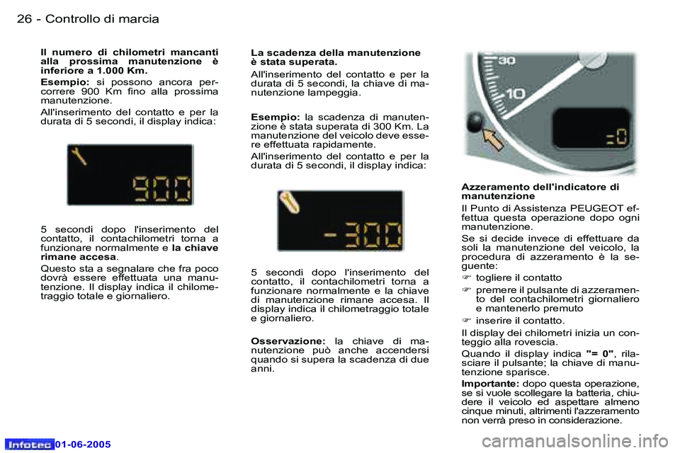 Peugeot 307 2005  Manuale del proprietario (in Italian) �2�6 �-
�0�1�-�0�6�-�2�0�0�5
�2�7
�-
�0�1�-�0�6�-�2�0�0�5
�A�z�z�e�r�a�m�e�n�t�o� �d�e�l�l�'�i�n�d�i�c�a�t�o�r�e� �d�i�  
�m�a�n�u�t�e�n�z�i�o�n�e 
�I�l� �P�u�n�t�o� �d�i� �A�s�s�i�s�t�e�n�z�a� �P