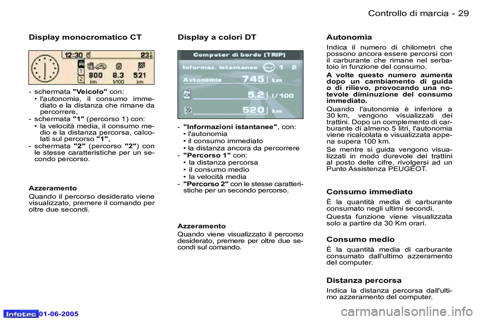 Peugeot 307 2005  Manuale del proprietario (in Italian) �2�8 �-
�0�1�-�0�6�-�2�0�0�5
�2�9
�-
�0�1�-�0�6�-�2�0�0�5
�D�i�s�p�l�a�y� �a� �c�o�l�o�r�i� �D�T
�-� 
�"�I�n�f�o�r�m�a�z�i�o�n�i� �i�s�t�a�n�t�a�n�e�e�" �,� �c�o�n�:
�  �•� �l�'�a�u�t�o�