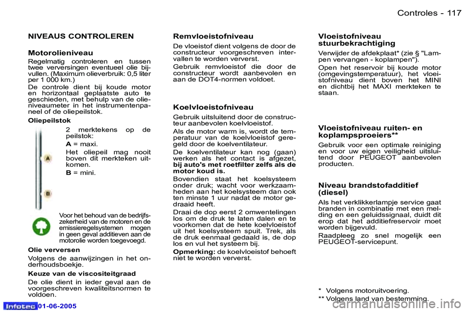 Peugeot 307 2005  Handleiding (in Dutch) �C�o�n�t�r�o�l�e�s�1�1�6 �-
�0�1�-�0�6�-�2�0�0�5
�1�1�7�C�o�n�t�r�o�l�e�s�-
�0�1�-�0�6�-�2�0�0�5
�N�I�V�E�A�U�S� �C�O�N�T�R�O�L�E�R�E�N
�2�  �m�e�r�k�t�e�k�e�n�s�  �o�p�  �d�e�  
�p�e�i�l�s�t�o�k�: 
�