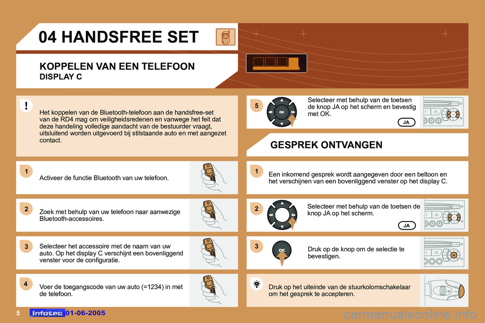 Peugeot 307 2005  Handleiding (in Dutch) �5�0�1�-�0�6�-�2�0�0�5�0�1�-�0�6�-�2�0�0�5
�0�4� �H�A�N�D�S�F�R�E�E� �S�E�T�K�O�P�P�E�L�E�N� �V�A�N� �E�E�N� �T�E�L�E�F�O�O�N 
�D�I�S�P�L�A�Y� �C
�H�e�t� �k�o�p�p�e�l�e�n� �v�a�n� �d�e� �B�l�u�e�t�o�o