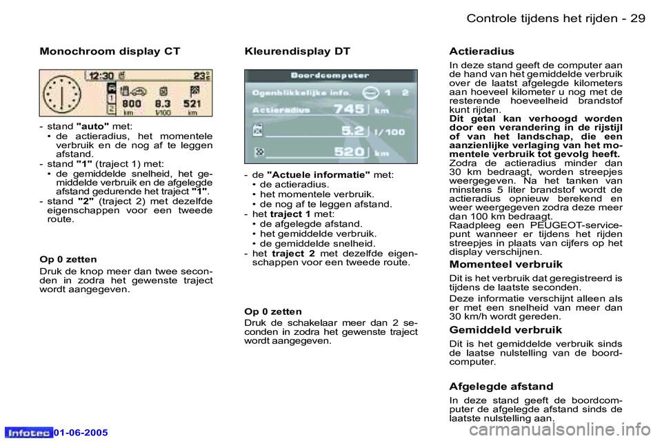 Peugeot 307 2005  Handleiding (in Dutch) �2�8 �-
�0�1�-�0�6�-�2�0�0�5
�2�9
�-
�0�1�-�0�6�-�2�0�0�5
�K�l�e�u�r�e�n�d�i�s�p�l�a�y� �D�T
�-�  �d�e
� �"�A�c�t�u�e�l�e� �i�n�f�o�r�m�a�t�i�e�" � �m�e�t�:
�  �•�  �d�e� �a�c�t�i�e�r�a�d�i�