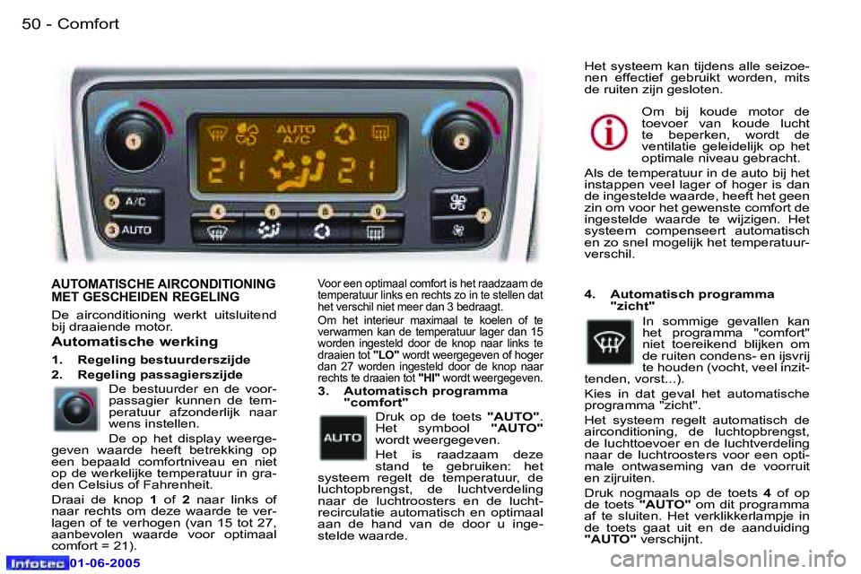 Peugeot 307 2005  Handleiding (in Dutch) �5�0 �-
�0�1�-�0�6�-�2�0�0�5
�5�1
�-
�0�1�-�0�6�-�2�0�0�5
�A�U�T�O�M�A�T�I�S�C�H�E� �A�I�R�C�O�N�D�I�T�I�O�N�I�N�G�  
�M�E�T� �G�E�S�C�H�E�I�D�E�N� �R�E�G�E�L�I�N�G
�D�e�  �a�i�r�c�o�n�d�i�t�i�o�n�i�n
