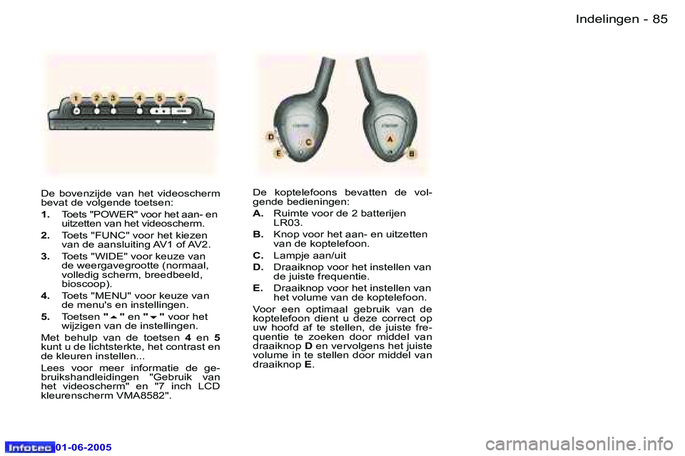 Peugeot 307 2005  Handleiding (in Dutch) �8�4 �-
�0�1�-�0�6�-�2�0�0�5
�8�5
�-
�0�1�-�0�6�-�2�0�0�5
�D�e�  �b�o�v�e�n�z�i�j�d�e�  �v�a�n�  �h�e�t�  �v�i�d�e�o�s�c�h�e�r�m�  
�b�e�v�a�t� �d�e� �v�o�l�g�e�n�d�e� �t�o�e�t�s�e�n�: 
�1�.
�  �T�o�e