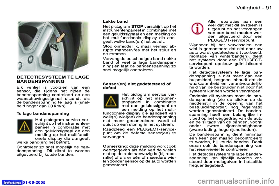 Peugeot 307 2005  Handleiding (in Dutch) �V�e�i�l�i�g�h�e�i�d�9�0 �-
�0�1�-�0�6�-�2�0�0�5
�9�1�V�e�i�l�i�g�h�e�i�d�-
�0�1�-�0�6�-�2�0�0�5
�D�E�T�E�C�T�I�E�S�Y�S�T�E�E�M� �T�E� �L�A�G�E�  
�B�A�N�D�E�N�S�P�A�N�N�I�N�G
�E�l�k�  �v�e�n�t�i�e�l�