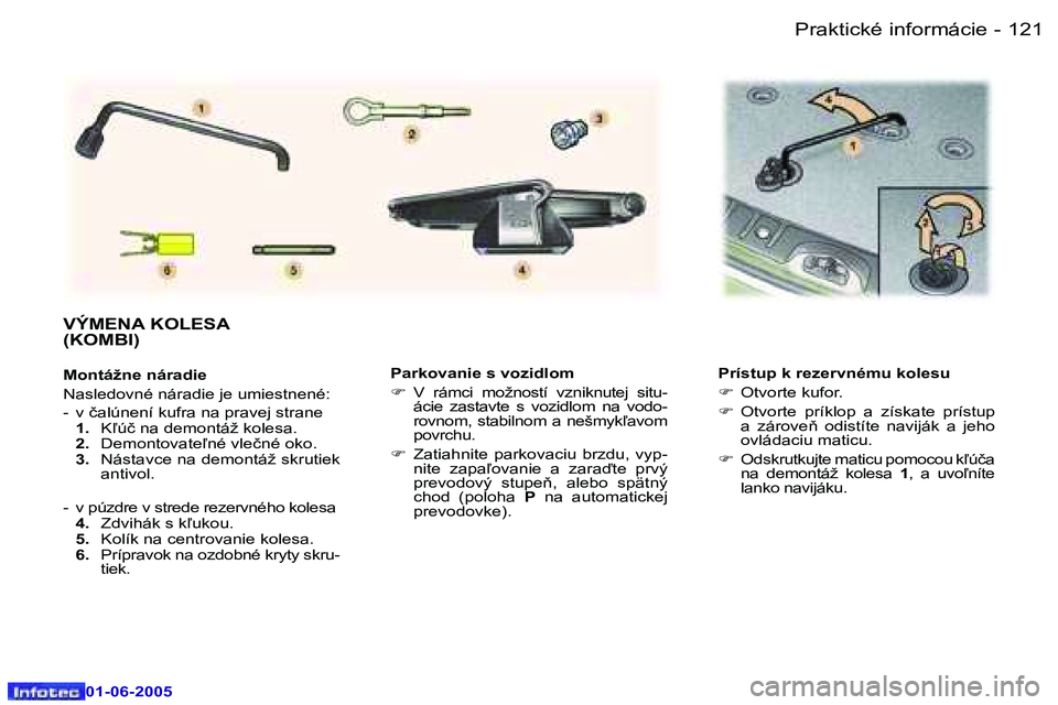 Peugeot 307 2005  Užívateľská príručka (in Slovak) �1�2�0 �-
�0�1�-�0�6�-�2�0�0�5
�1�2�1
�-
�0�1�-�0�6�-�2�0�0�5
�P�a�r�k�o�v�a�n�i�e� �s� �v�o�z�i�d�l�o�m 
�F
�  �V�  �r�á�m�c�i�  �m�o�ž�n�o�s�t�í�  �v�z�n�i�k�n�u�t�e�j�  �s�i�t�u�-
�á�c�i�e�  �z