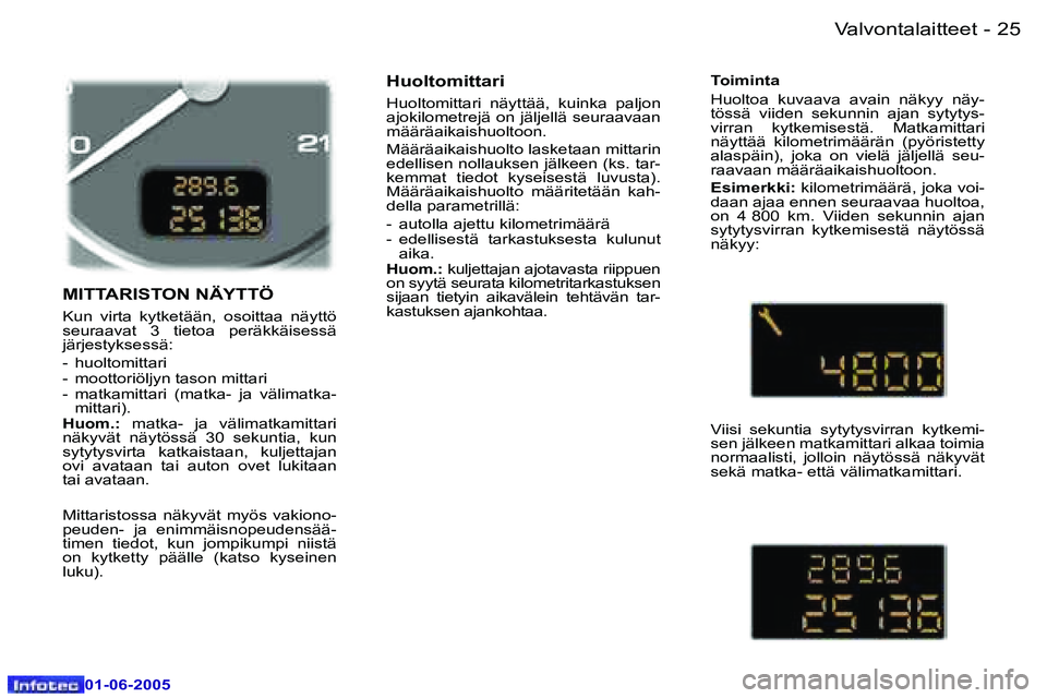 Peugeot 307 2005  Omistajan käsikirja (in Finnish) �2�4 �-
�0�1�-�0�6�-�2�0�0�5
�2�5
�-
�0�1�-�0�6�-�2�0�0�5
�M�I�T�T�A�R�I�S�T�O�N� �N�Ä�Y�T�T�Ö
�K�u�n�  �v�i�r�t�a�  �k�y�t�k�e�t�ä�ä�n�,�  �o�s�o�i�t�t�a�a�  �n�ä�y�t�t�ö�  
�s�e�u�r�a�a�v�a�t�
