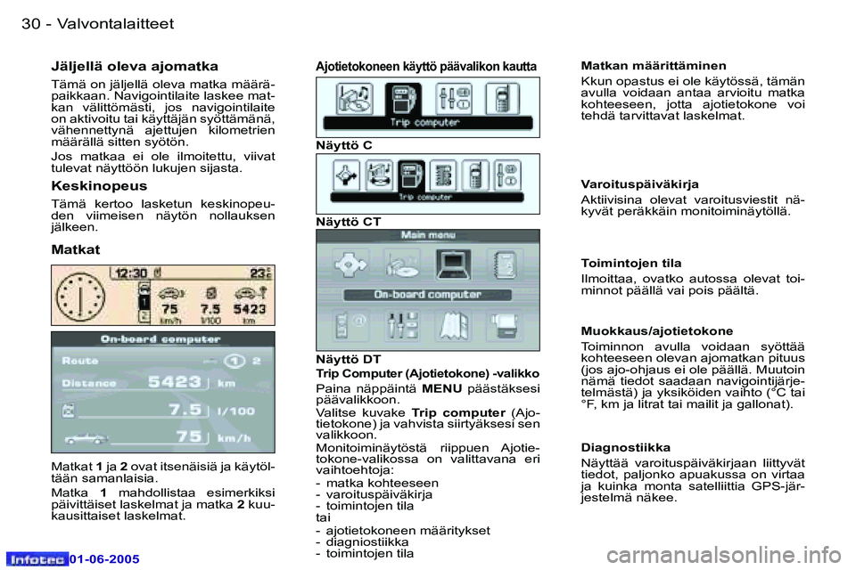 Peugeot 307 2005  Omistajan käsikirja (in Finnish) �3�0 �-
�0�1�-�0�6�-�2�0�0�5
�M�a�t�k�a�t� �1� �j�a � �2� �o�v�a�t� �i�t�s�e�n�ä�i�s�i�ä� �j�a� �k�ä�y�t�ö�l�-
�t�ä�ä�n� �s�a�m�a�n�l�a�i�s�i�a�. 
�M�a�t�k�a�  �1� �m�a�h�d�o�l�l�i�s�t�a�a�  �e�