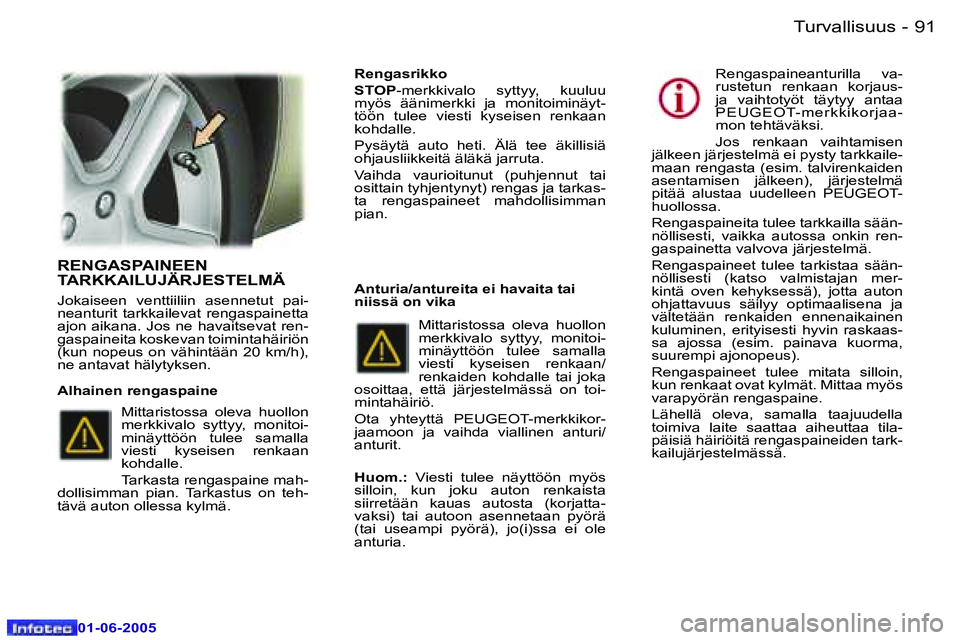 Peugeot 307 2005  Omistajan käsikirja (in Finnish) �9�0 �-
�0�1�-�0�6�-�2�0�0�5
�9�1
�-
�0�1�-�0�6�-�2�0�0�5
�R�E�N�G�A�S�P�A�I�N�E�E�N�  
�T�A�R�K�K�A�I�L�U�J�Ä�R�J�E�S�T�E�L�M�Ä
�J�o�k�a�i�s�e�e�n�  �v�e�n�t�t�i�i�l�i�i�n�  �a�s�e�n�n�e�t�u�t�  �p