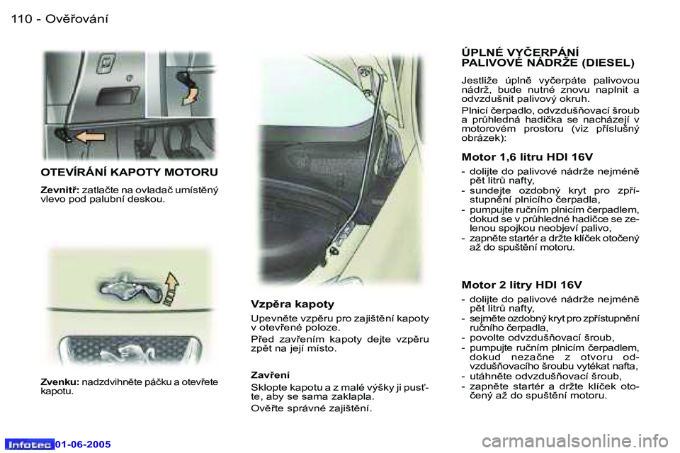 Peugeot 307 2005  Návod k obsluze (in Czech) �1�1�0 �-
�0�1�-�0�6�-�2�0�0�5
�1�1�1
�-
�0�1�-�0�6�-�2�0�0�5
�O�T�E�V�Í�R�Á�N�Í� �K�A�P�O�T�Y� �M�O�T�O�R�U
�Z�e�v�n�i�t9�:
� �z�a�t�l�a�č�t�e� �n�a� �o�v�l�a�d�a�č� �u�m�í�s�t)�n�ý� 
�v�l�e