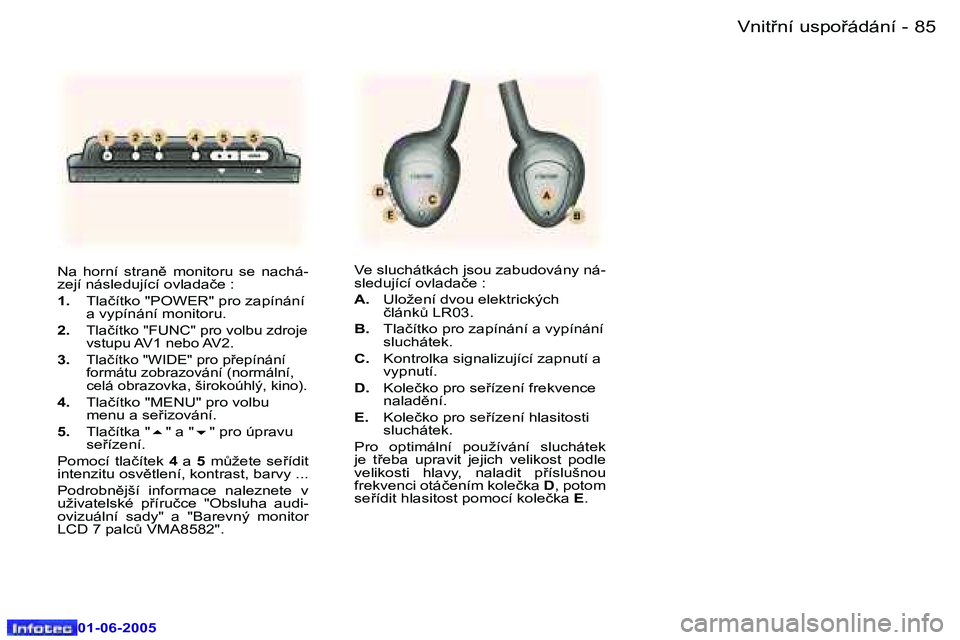 Peugeot 307 2005  Návod k obsluze (in Czech) �8�4 �-
�0�1�-�0�6�-�2�0�0�5
�8�5
�-
�0�1�-�0�6�-�2�0�0�5
�N�a�  �h�o�r�n�í�  �s�t�r�a�n)�  �m�o�n�i�t�o�r�u�  �s�e�  �n�a�c�h�á�- 
�z�e�j�í� �n�á�s�l�e�d�u�j�í�c�í� �o�v�l�a�d�a�č�e� �: 
�1�.