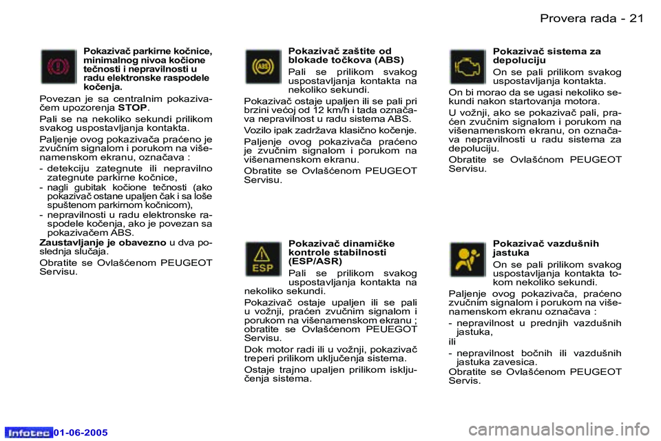 Peugeot 307 2005  Упутство за употребу (in Serbian) �2�0 �-
�0�1�-�0�6�-�2�0�0�5
�2�1
�-
�0�1�-�0�6�-�2�0�0�5
�P�o�k�a�z�i�v�a�č� �d�i�n�a�m�i�č�k�e�  
�k�o�n�t�r�o�l�e� �s�t�a�b�i�l�n�o�s�t�i� 
�(�E�S�P�/�A�S�R�) 
�P�a�l�i�  �s�e�  �p�r�i�l�i�k�o�m�
