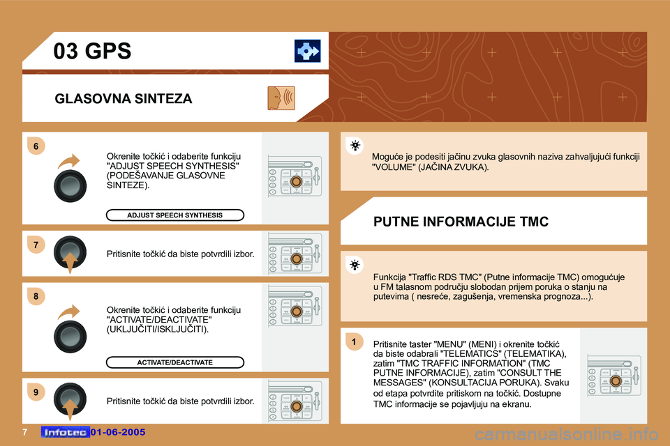 Peugeot 307 2005  Упутство за употребу (in Serbian) �7�0�1�-�0�6�-�2�0�0�5�0�1�-�0�6�-�2�0�0�5
�P�r�i�t�i�s�n�i�t�e� �t�o�č�k�i�ć� �d�a� �b�i�s�t�e� �p�o�t�v�r�d�i�l�i� �i�z�b�o�r�.
�O�k�r�e�n�i�t�e� �t�o�č�k�i�ć� �i� �o�d�a�b�e�r�i�t�e� �f�u�n�k�c