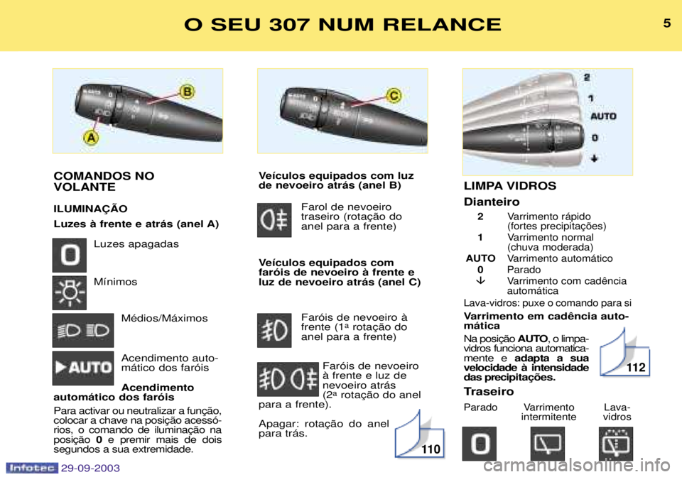 Peugeot 307 2003.5  Manual do proprietário (in Portuguese) ;

 .;: :$
& 

.+
 
7!
+
+
"#8
  


78

/  


.


 &
� 

5

.


D
E+: