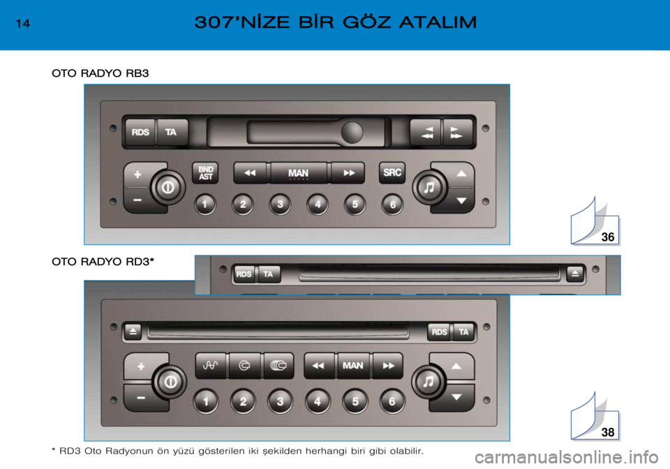 Peugeot 307 2002  Kullanım Kılavuzu (in Turkish) 36
38
1
1 4
43
3 0
0 7
7 ’
’ N
N ¬
¬ Z
Z E
E  BB ¬
¬ R
R  GG Ö
Ö Z
Z  AA T
T A
A L
L I
I M
M
O
O T
T O
O  RR A
A D
D Y
Y O
O  RR B
B 3
3
O
O T
T O
O  RR A
A D
D Y
Y O
O  RR D
D 3
3 *
*
* RD3